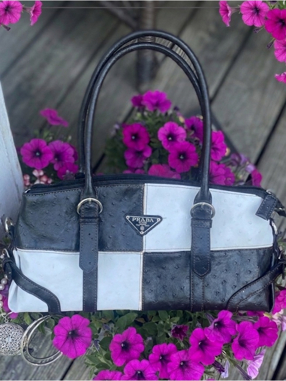 Luxury Inspired, Ostrich embossed shoulder bag, Patchwork Style Satchel Y2K